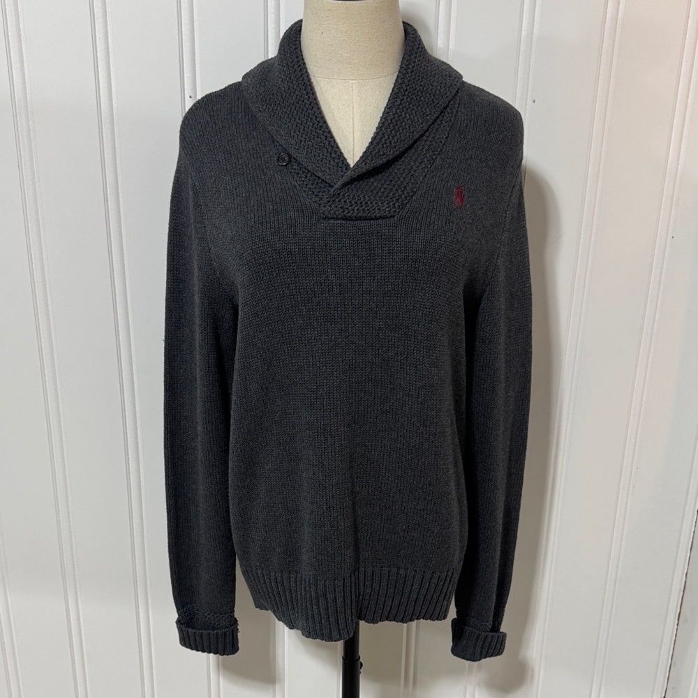 Ralph Lauren Sport 100% Cotton Shawl Neckline Long Sleeve Knit Sweater size XL